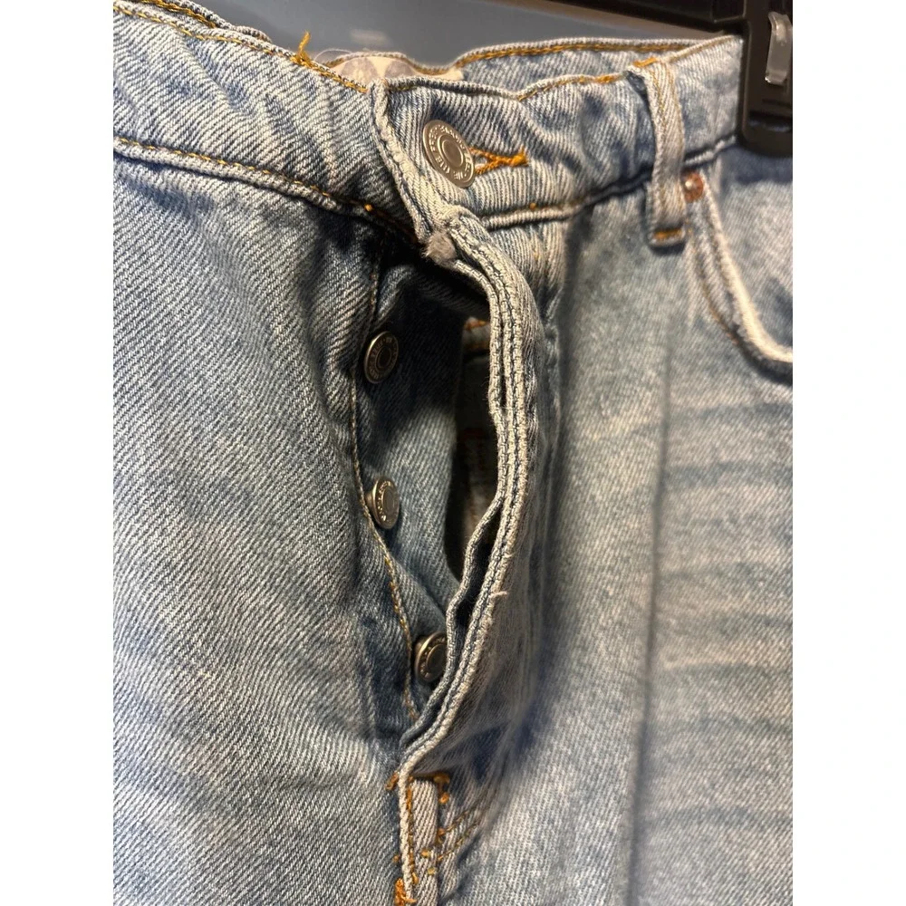 Free People High Rise Straight Wide Leg Split Hem Jeans Vintage Light Wash 30